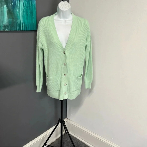 Loft Green Button Front‎ Cardigan Pockets Women’s XS Business Casual Preppy - Picture 2 of 11